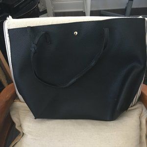 unbranded plain black tote VEGAN